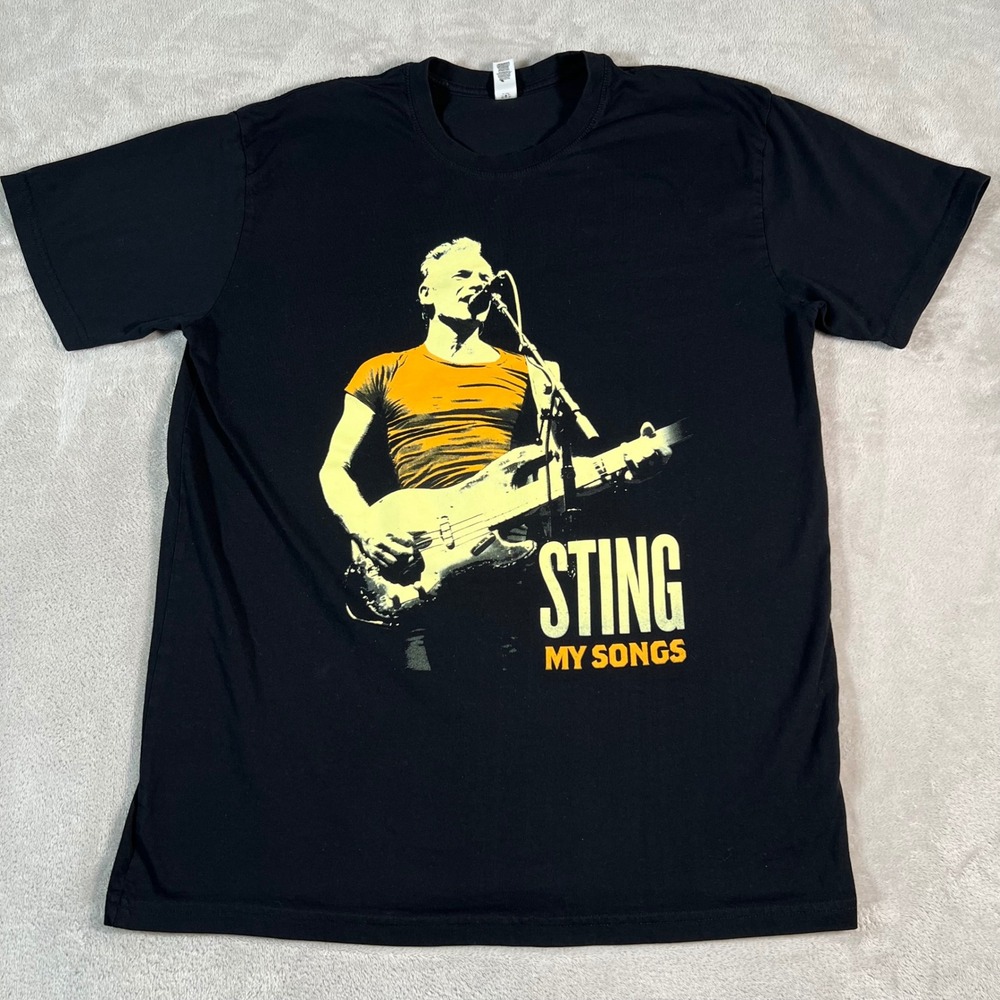 Sting My Songs 2023 World Tour T-Shirt Mens Size Large Black Concert Graphic Tee